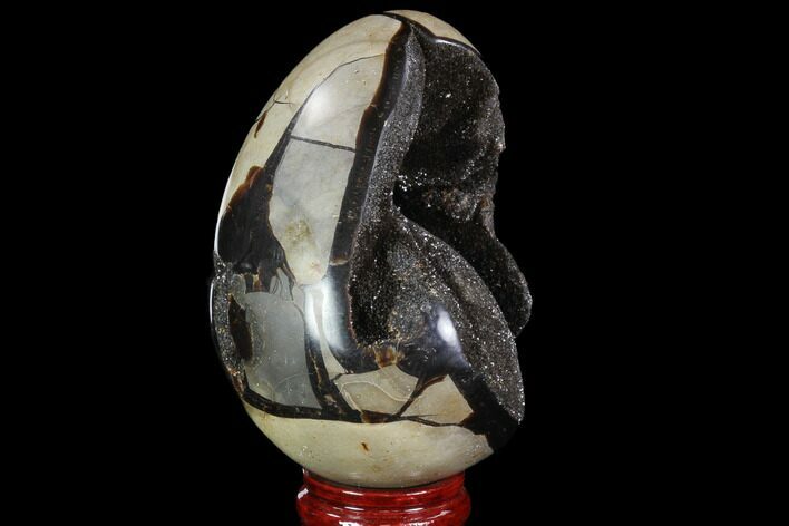Septarian Dragon Egg Geode - Black Crystals #89576